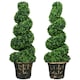 image 1 of HOMCOM Set of 2 Potted Artificial Plants, Topiary Spiral Boxwood Trees, 90cm