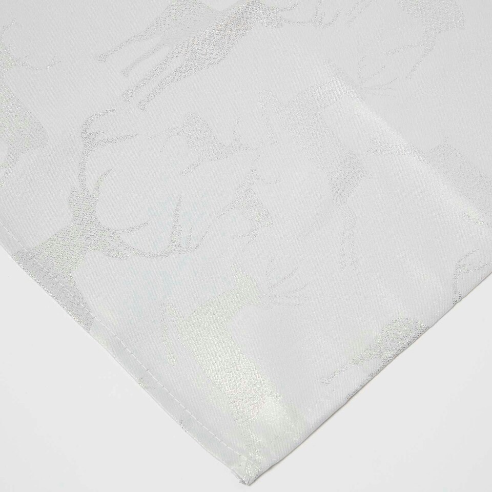 image 1 of Homescapes Silver Stag Christmas Napkins - Set of 4 | Grey | 1