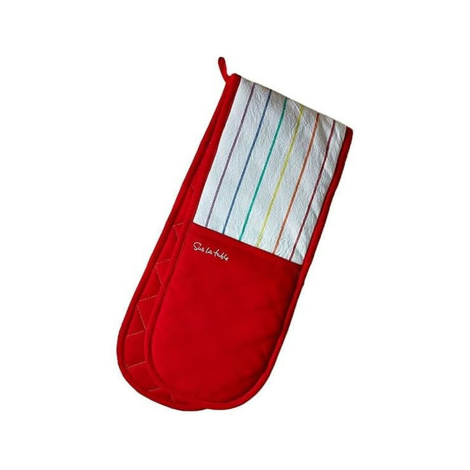 image 1 of Sur La Table Colour Me Happy Multi Coloured Stripes Double Oven Glove