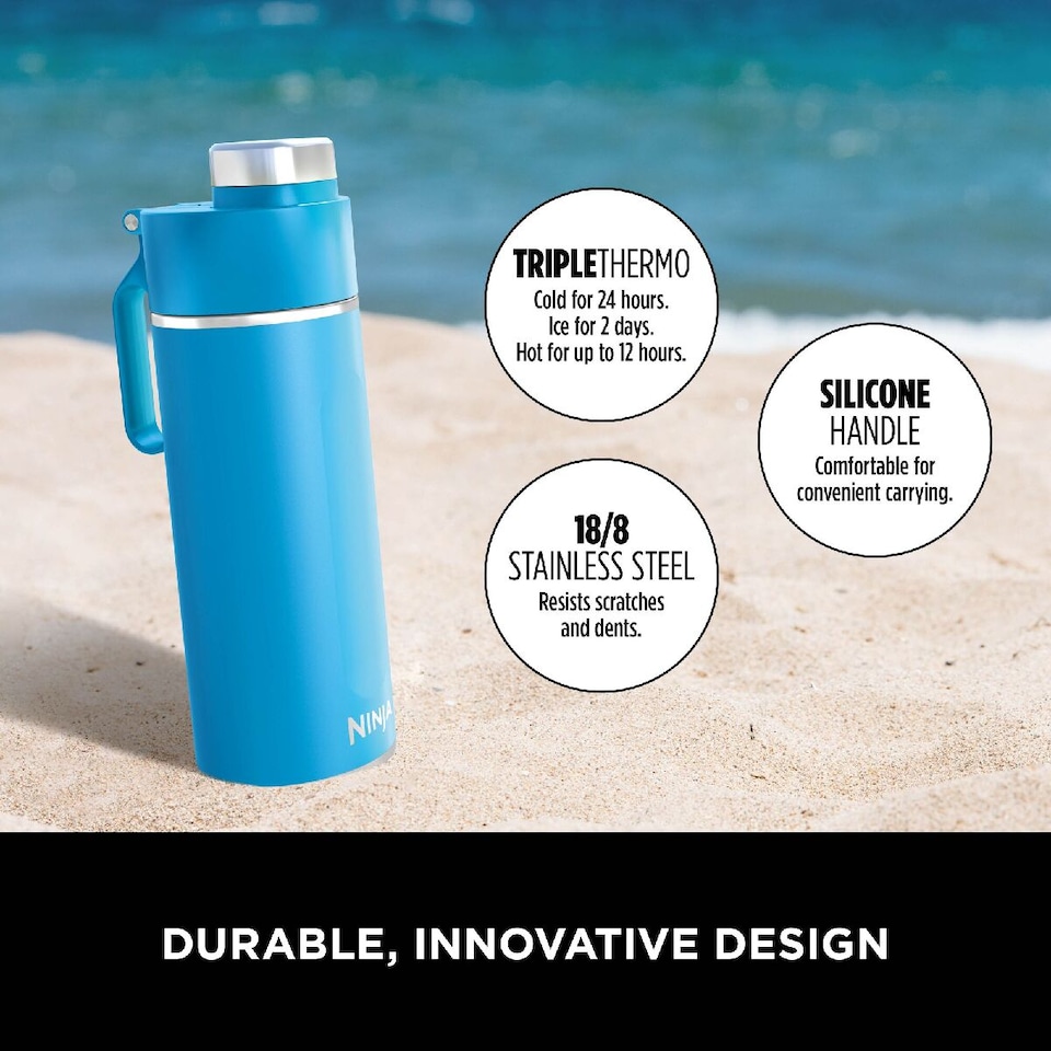 image 1 of Ninja Thirsti 530ml Travel Bottle Tropical Blue DW1801EUUKSB