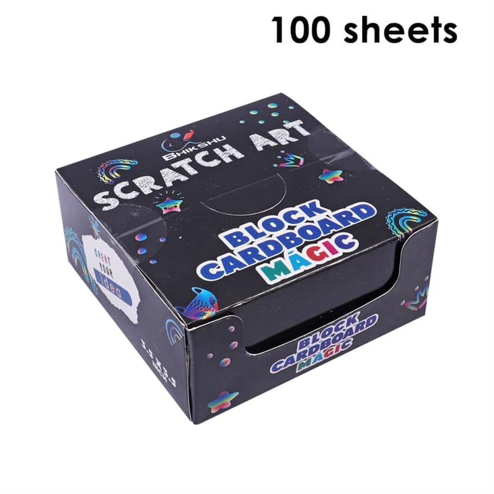 image 1 of Pack of 100 Sheets Creative Scratch Painting Art Paper For Kids 9 x 9cm