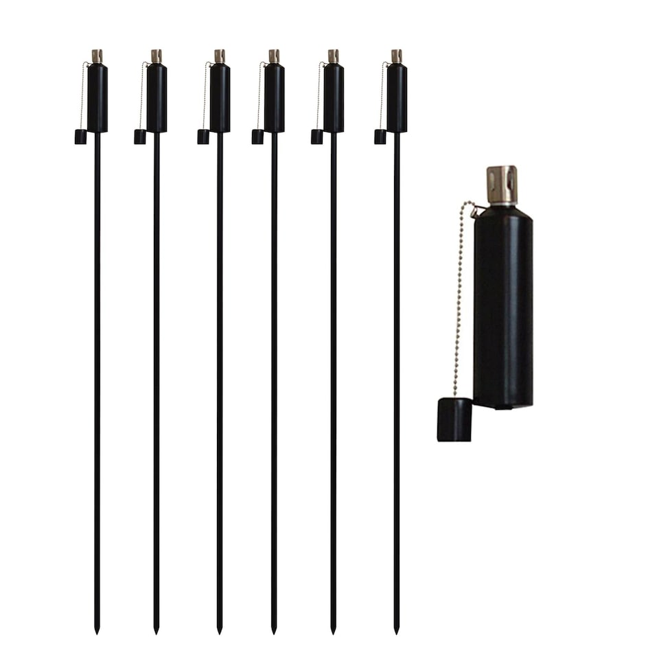 image 1 of Harbour Housewares Metal Garden Torches - Cylinder - Black - Pack of 6