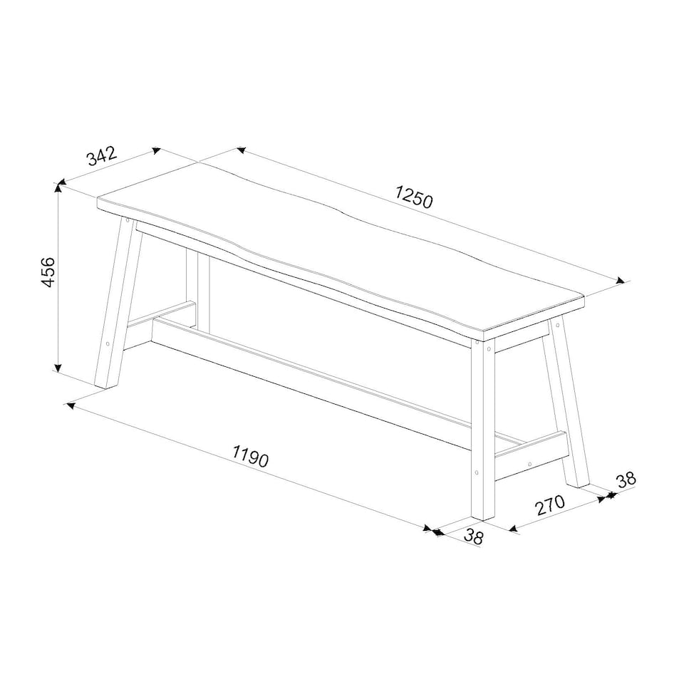 image 1 of Corona Black, Live Edge Large Dining Bench Black