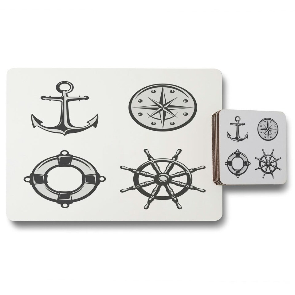 Nautical Icons (Placemat & Coaster Set)