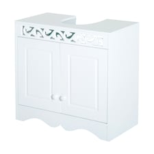 HOMCOM Bathroom Under Sink Storage Cabinet 2 Door Wooden Cupboard Vanity Units | White | White
