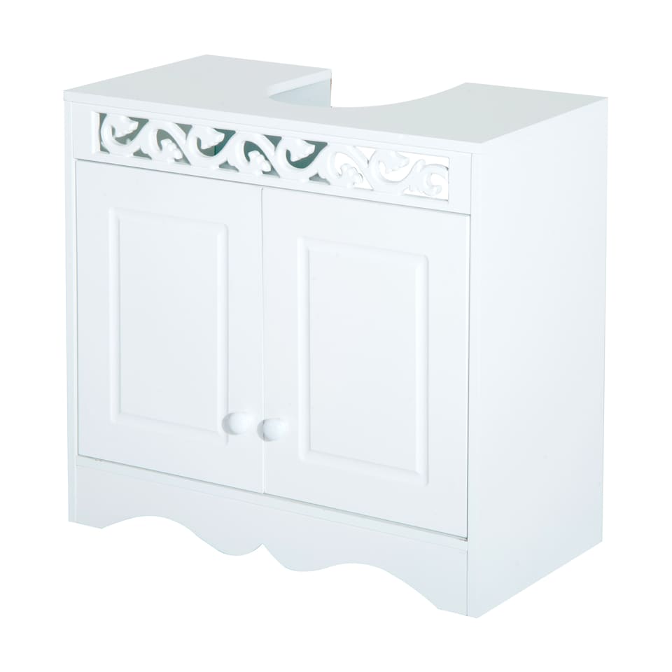 image 1 of HOMCOM Bathroom Under Sink Storage Cabinet 2 Door Wooden Cupboard Vanity Units | White | White