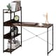 image 2 of HOMCOM Office Desk with Storage Shelves, 120 CM Computer Desk, Industrial Study Table with Metal Frame for Home Office Small Space, Rustic Brown