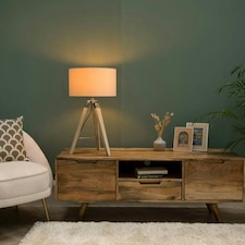 ValueLights Clipper Light Brown Tripod Table Lamp Medium Natural Shade
