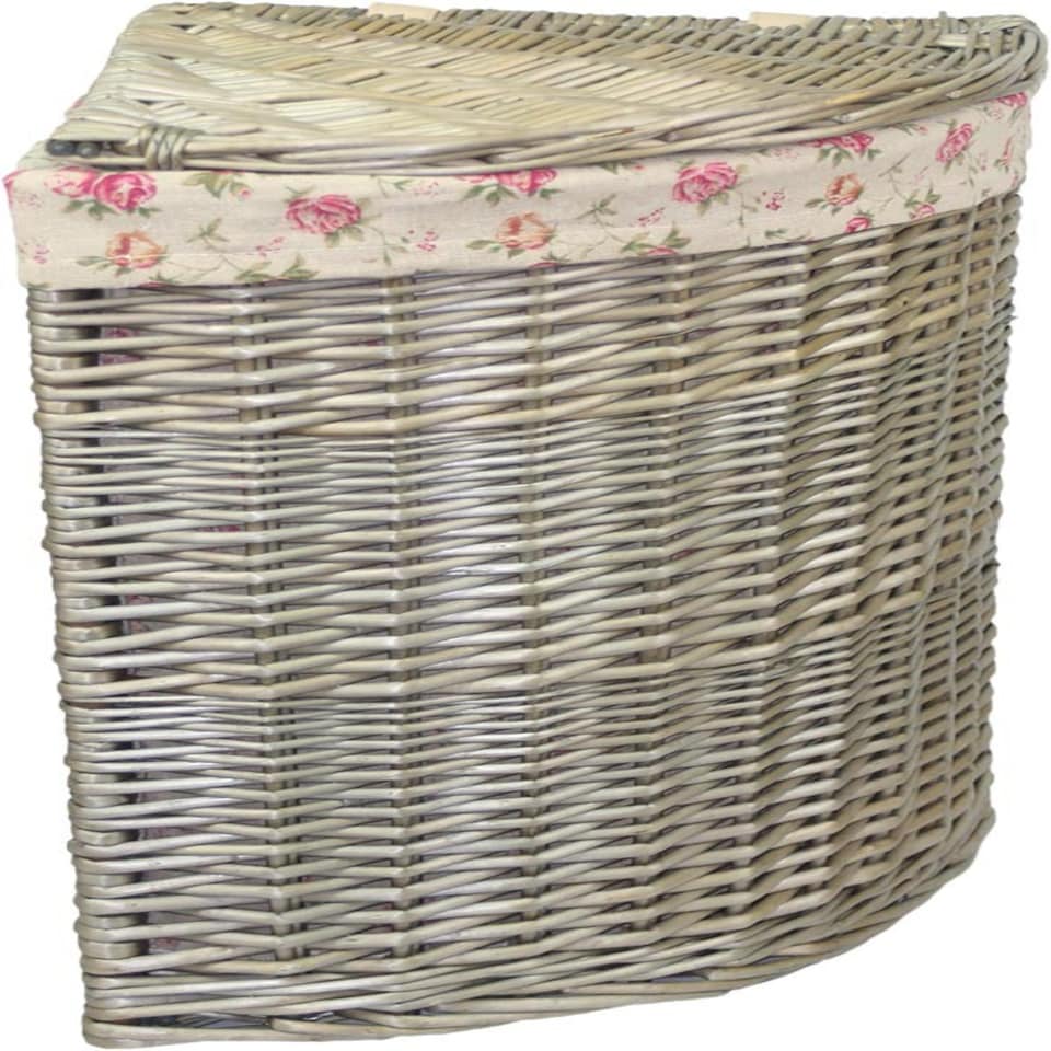 image 1 of Antique Wash Corner Linen Basket Set 2 With Garden Rose Lining | Multi | Garden Rose