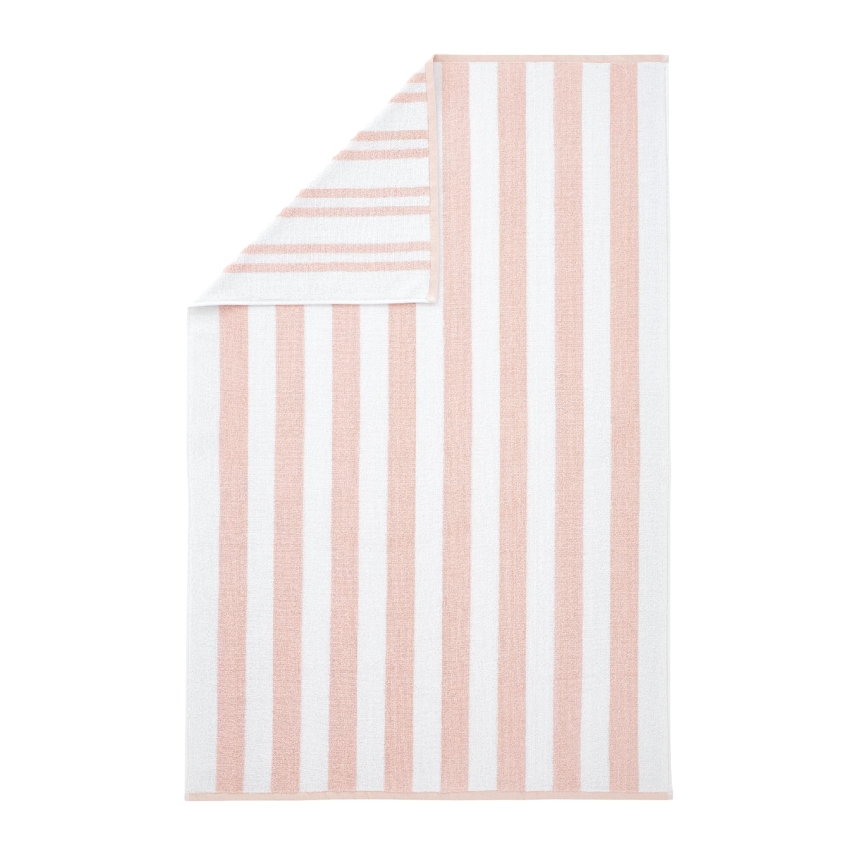 image 1 of Bianca Reversible Stripe Cotton Jacquard Bath Towel | Pink | Blush Pink | Bath towel