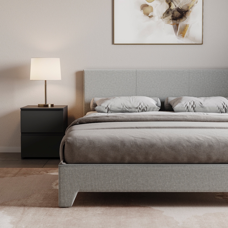image 1 of Vida Designs Victoria 5ft King Size Bed Fabric Upholstered, Light Grey Linen, 150 x 200cm