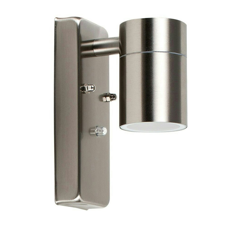 image 1 of ValueLights Silver Barrow Dusk-till-Dawn Outdoor Wall Downlight with 5W Cool White Bulb