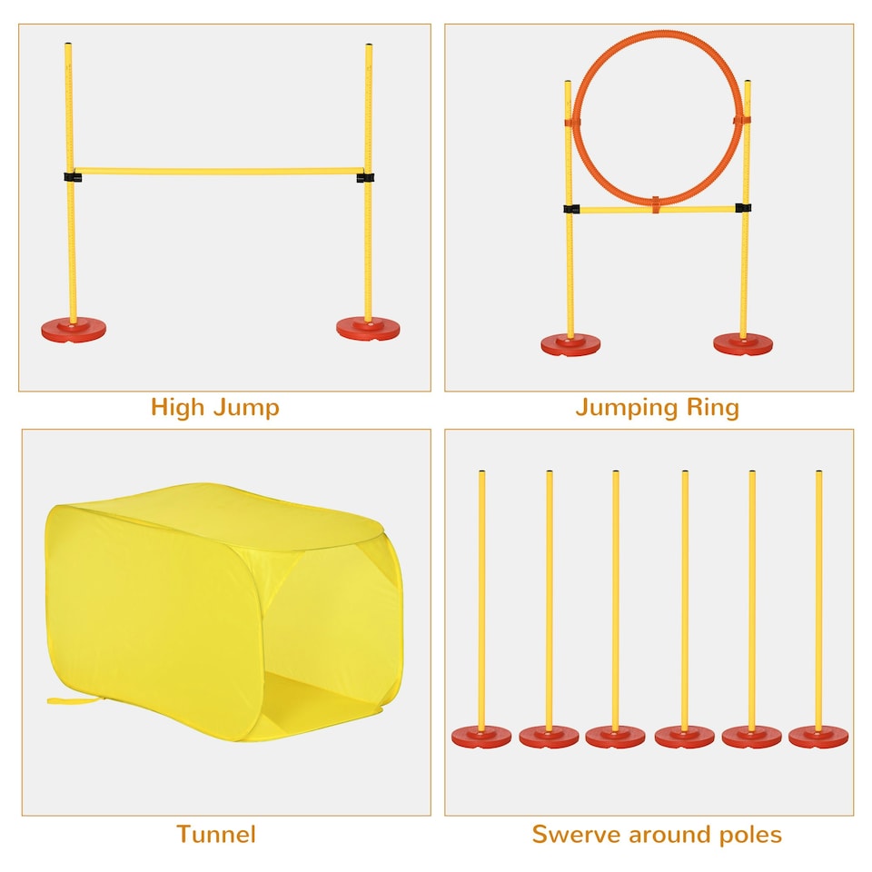 image 1 of PawHut Outdoor 4 PC Dog Pet Agility Training Garden Starter Obstacle Set for Dog