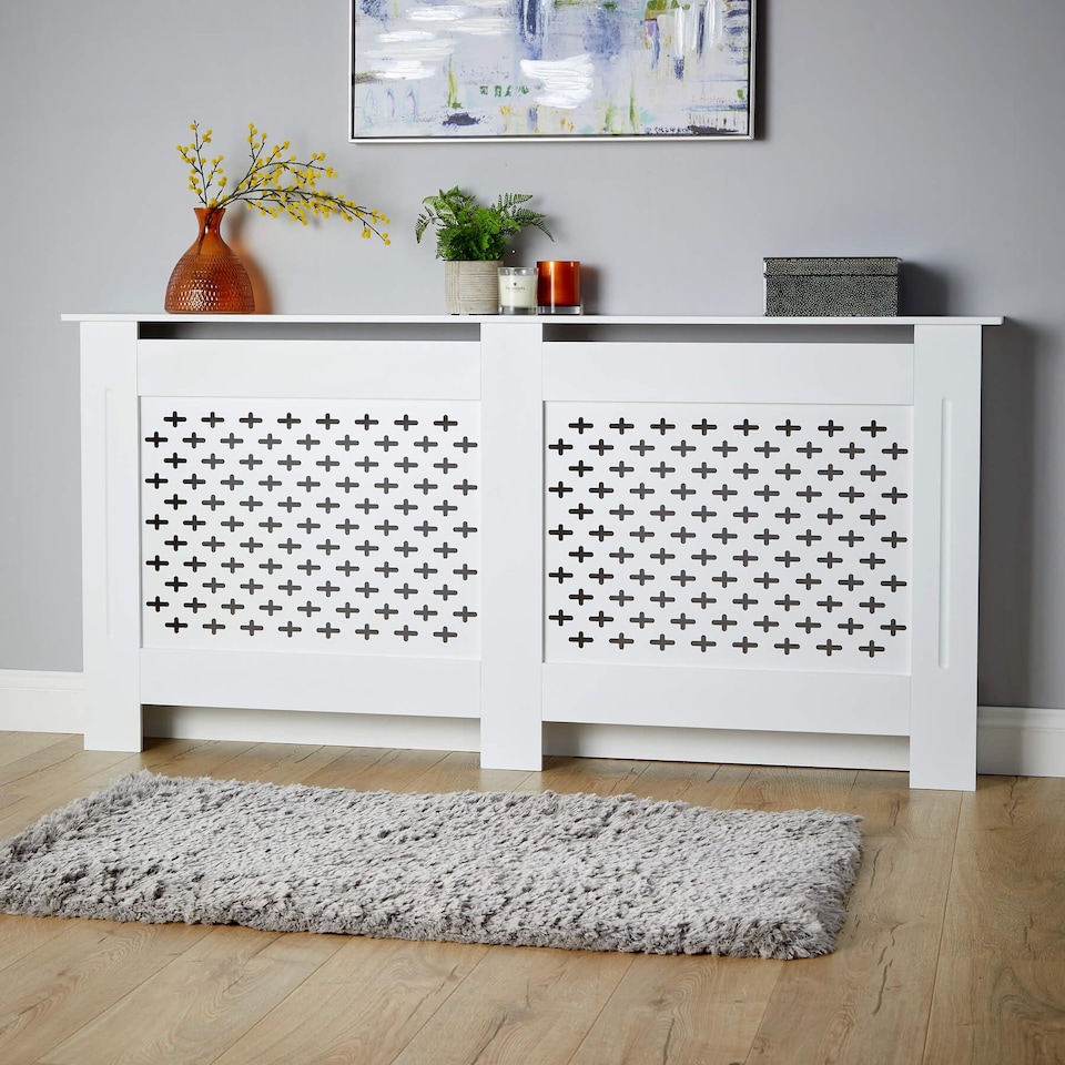 image 1 of Extra Large Radiator Cover MDF Wooden Home Decor Modern Design | White