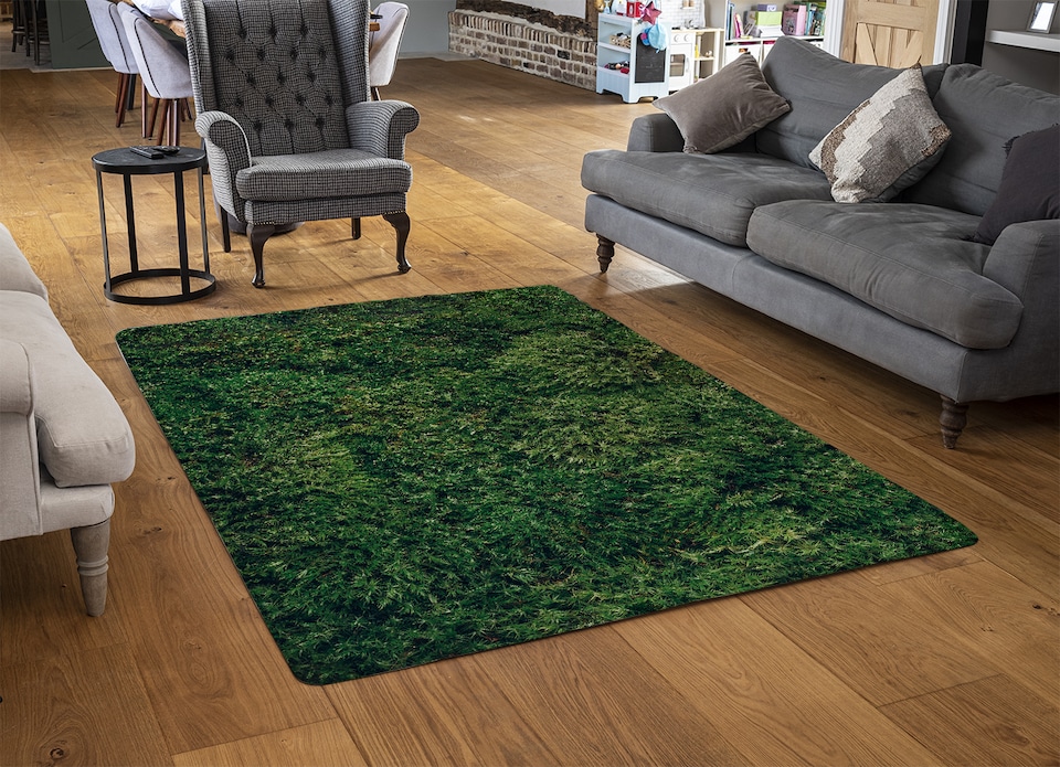 image 1 of Natural Green Moss Designer Rug | Multi