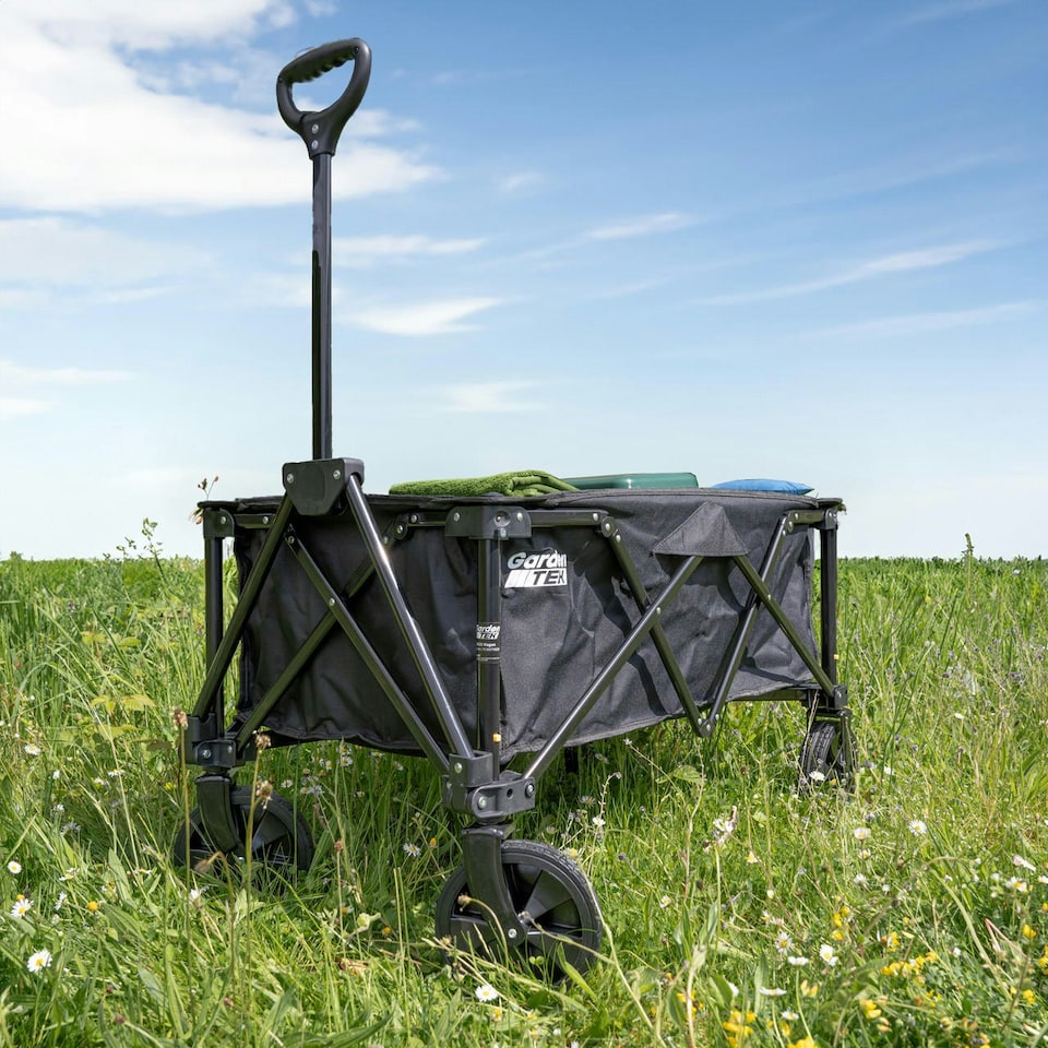 image 1 of GardenTek Folding Garden Buggy Trolley / Cart / Wagon Wheeled 120kg Load 135L Capacity | GTW220