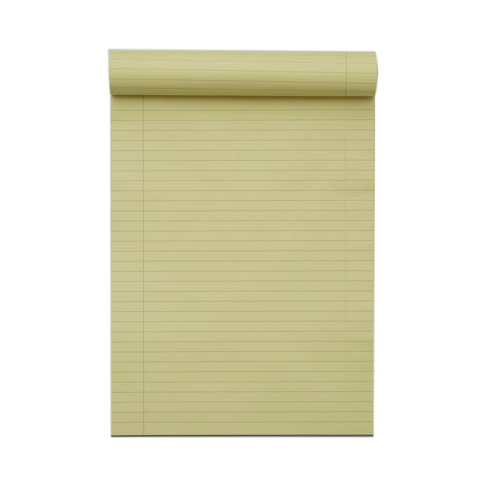 image 1 of Rhino A4 50 Leaf Yellow Paper 8mm Lined with Margin Legal Pad