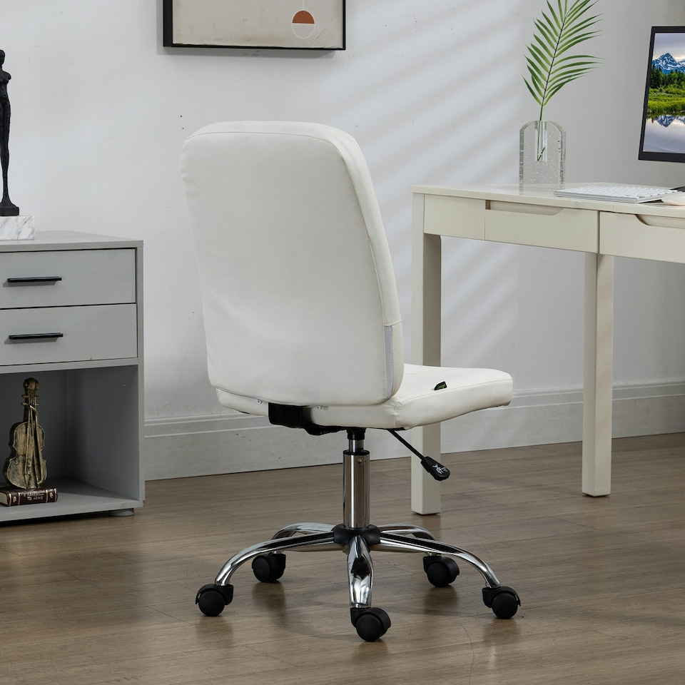 image 1 of Vinsetto Curved Back Home Office Chair with Adjustable Height, White