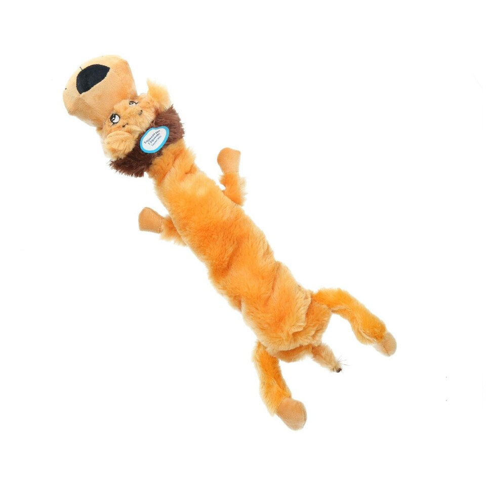 image 1 of Plush Super Soft Unstuffed Wild Crinkler Lion Dog Toy With Squeak 60x14x9cm