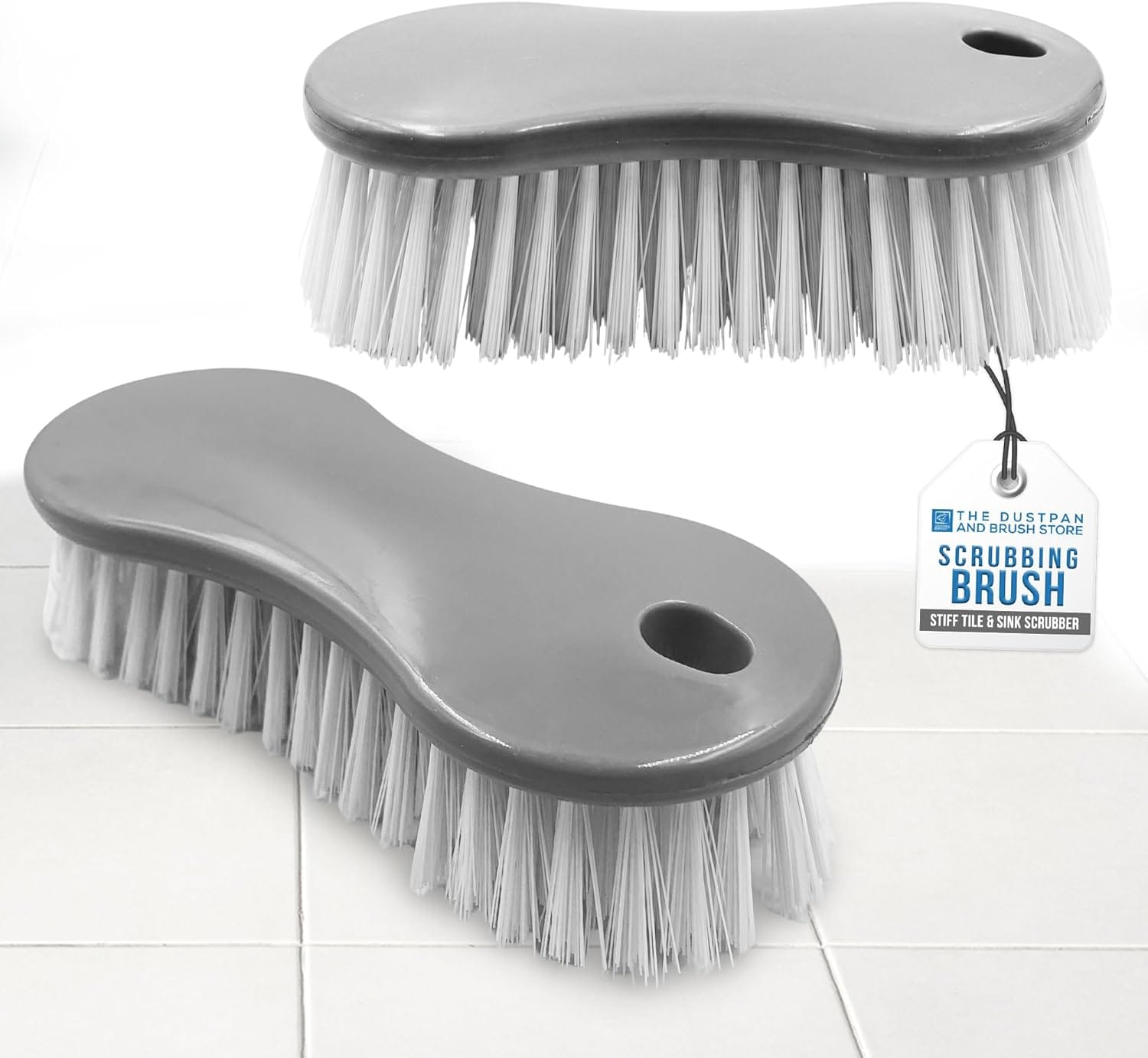 Multi Surface Scrub Brushes Stiff Bristle Hand Brush for Floors, Carpets, Kitchen & Bathroom - Pack of 1 | Grey