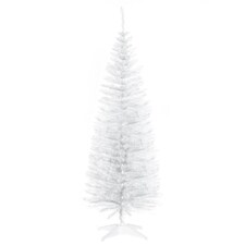 HOMCOM 5FT Pencil Artificial Christmas Tree with Solid Stand Tips White