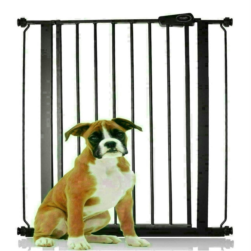 image 1 of Bettacare Extra Tall Pressure Installed Premium Pet Gate, 75cm - 83cm, Matt Black, Pressure Fit Stair Gate for Dog, Safety Barrier for Puppy