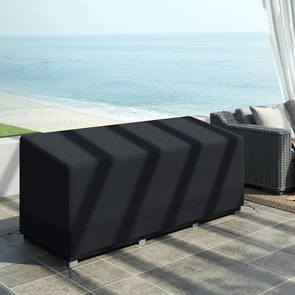 image 1 of Outsunny 190x72x76cm Rectangular Patio Furniture Cover for Chairs Black Black | Black
