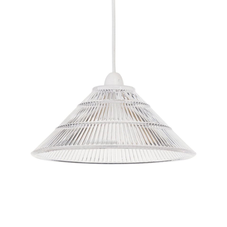 image 1 of Set of 2 Barnes - Clear 25cm Fluted Glass Pendant Shades | Clear | Medium | 2