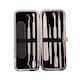 image 1 of 5pc Stainless Steel Nail Cuticle Pusher Polish Remover Tool Set | Black