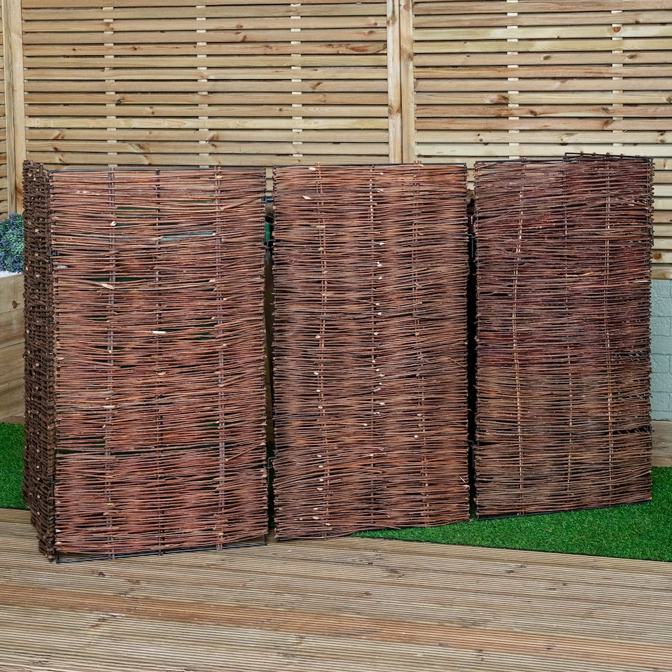 image 1 of 1.16m x 1.83m Triple Garden Patio Willow Wheelie Bin Screen Hideaway