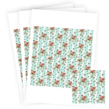 Floral Baby Blue Stripes Square Stickers 95mm - Sheet of 4