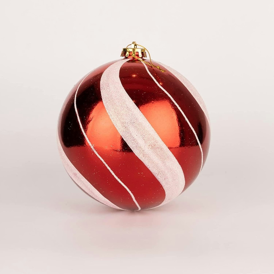image 1 of Baubles Candy Stripe 15cm - 3Pcs PVC