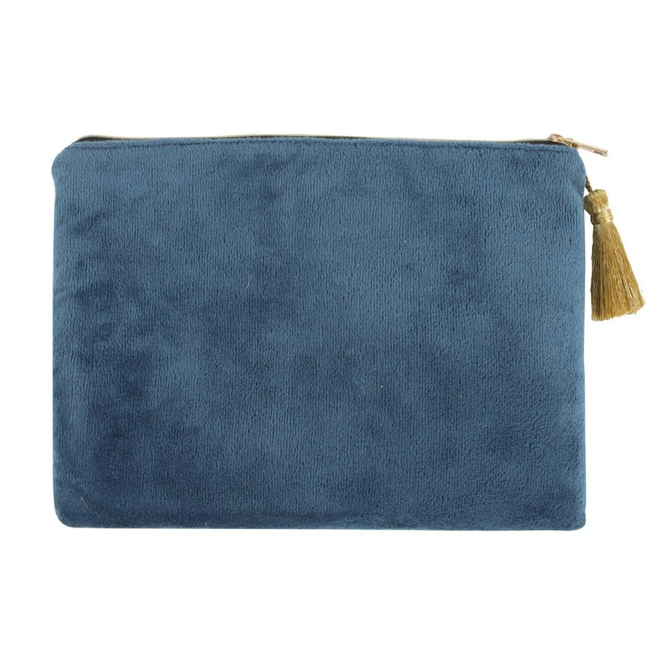image 1 of Midnight Hare Velvet Makeup Bag Blue