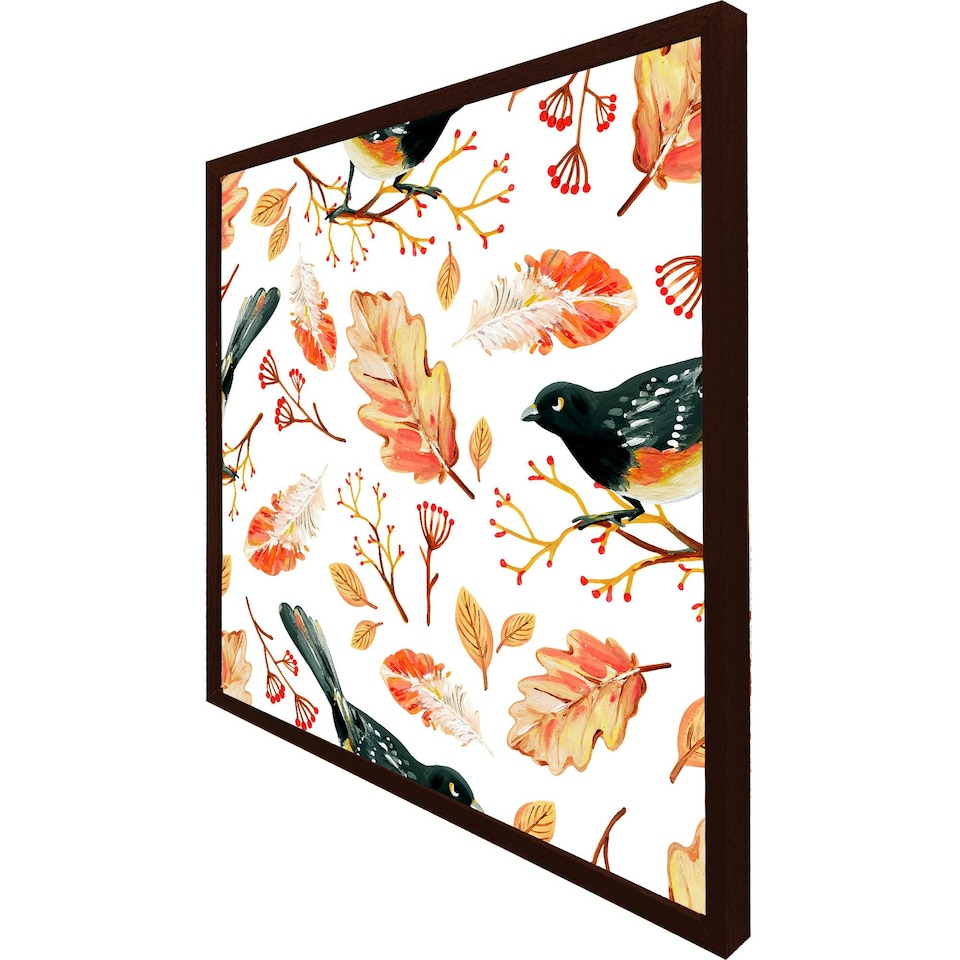 image 1 of Birds & leaves in autumn (Picutre Frame) Brown | Oak | M
