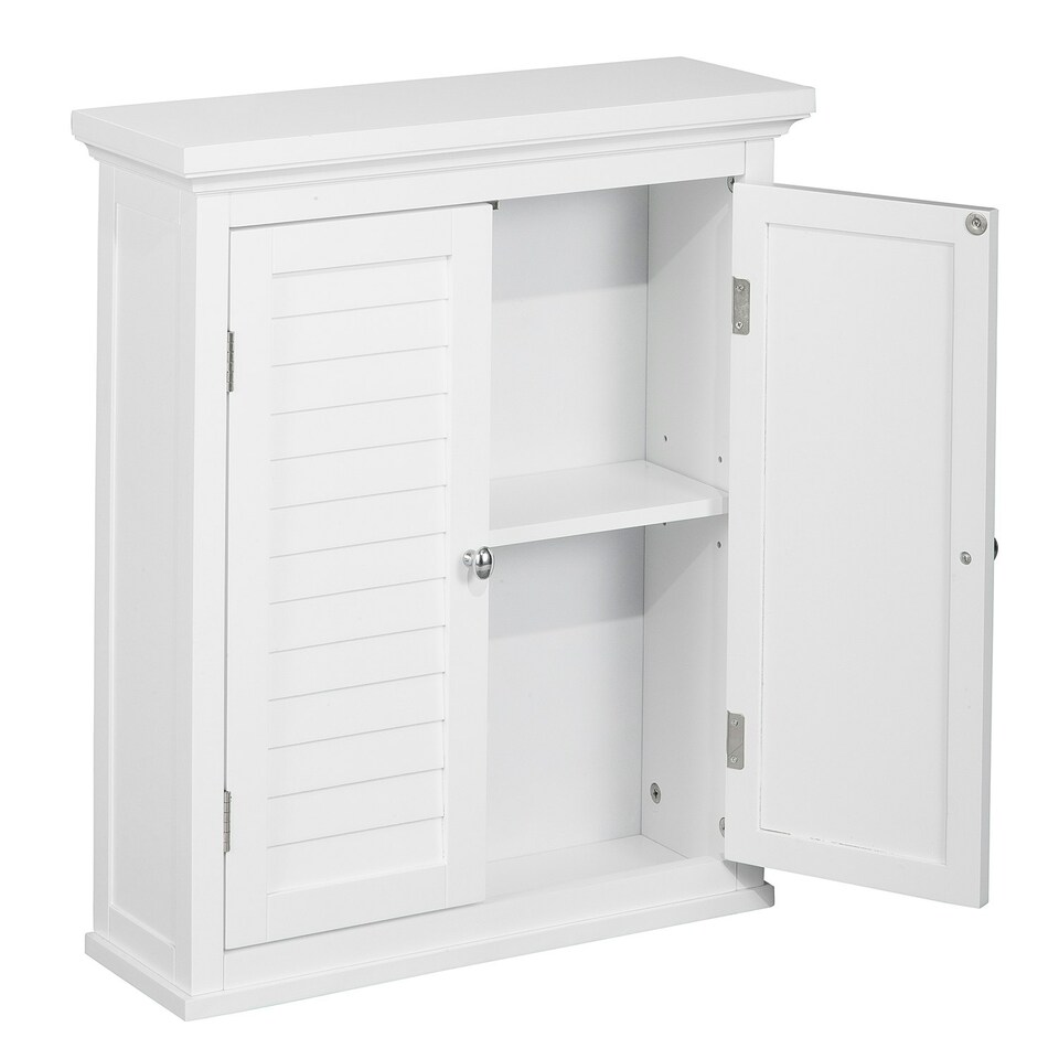 image 1 of Teamson Home Wooden Bathroom Wall Cabinet 2 Doors White
