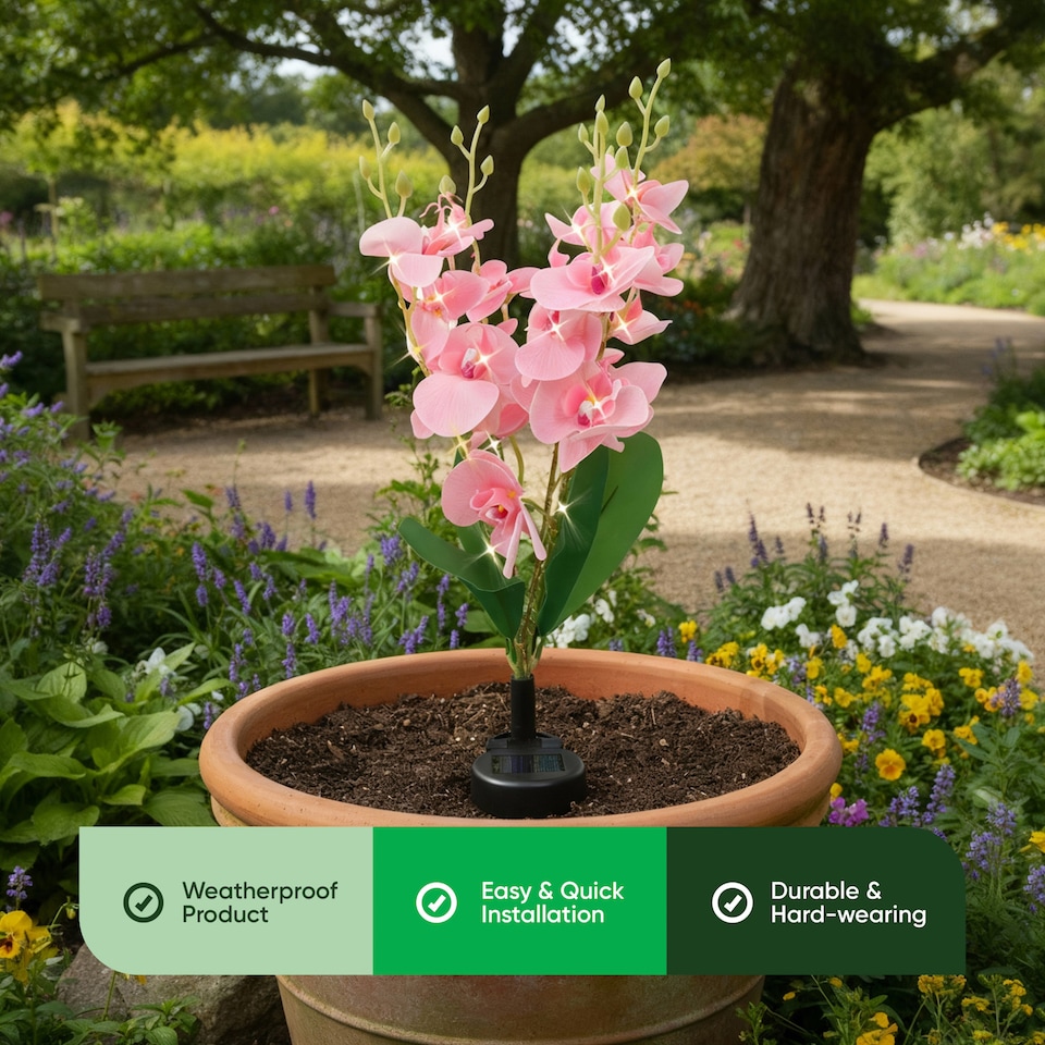 image 1 of Gardenwize Solar Orchid Lights with 30 Warm LED's