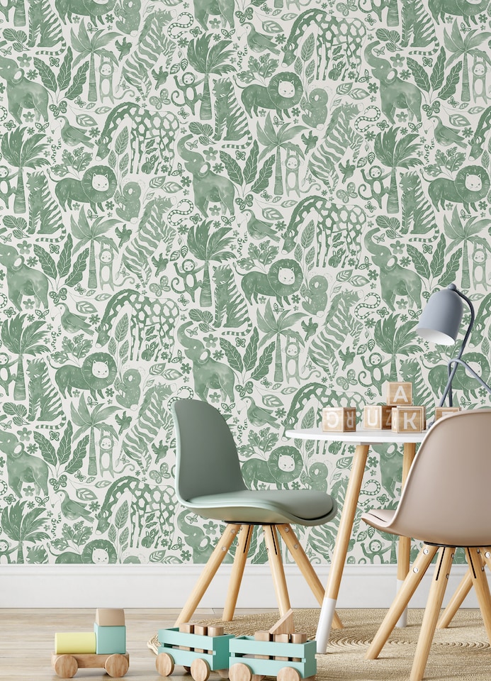 image 1 of NuWallpaper NUS4851 Sweet Safari Peel & Stick Wallpaper, Green