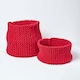 image 5 of Homescapes Red Cotton Knitted Round Storage Basket - 42 x 37 cm | Red | Red | L