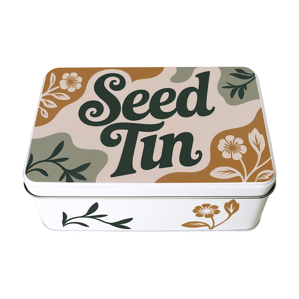 image 1 of Floral Seed Storage Tin