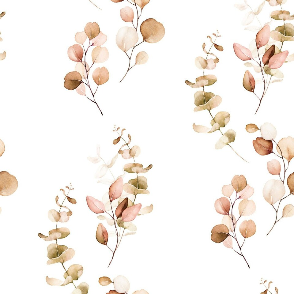 image 1 of Trailing Eucalyptus Wallpaper in Autumn Browns and Oranges Multi