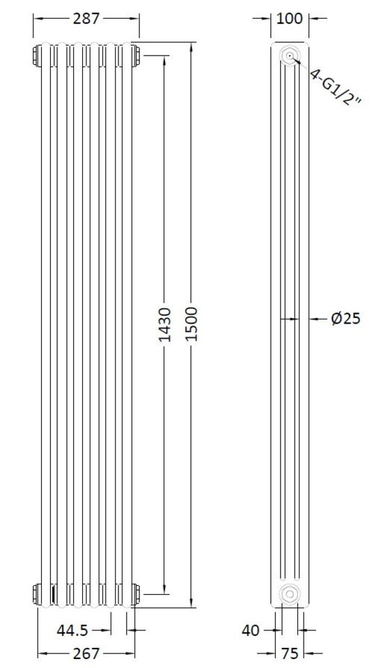 image 1 of Triple Column Traditional Radiator 1500 x 287mm, High Gloss White