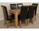 image 4 of Kuba 125x80cm Chunky Oak Small Dining Table and 6 Washington Leather Chairs | Black | Black