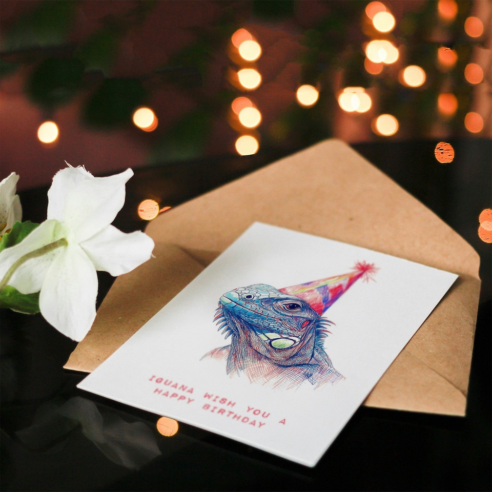 image 1 of Iguana Pun Wish You A Happy Birthday Funny Birthday Card