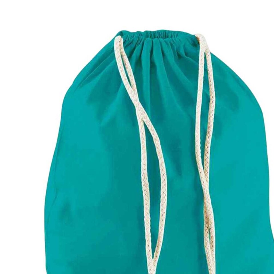 image 1 of Westford Mill Cotton Drawstring Bag | Green | Emerald | One Size | 1