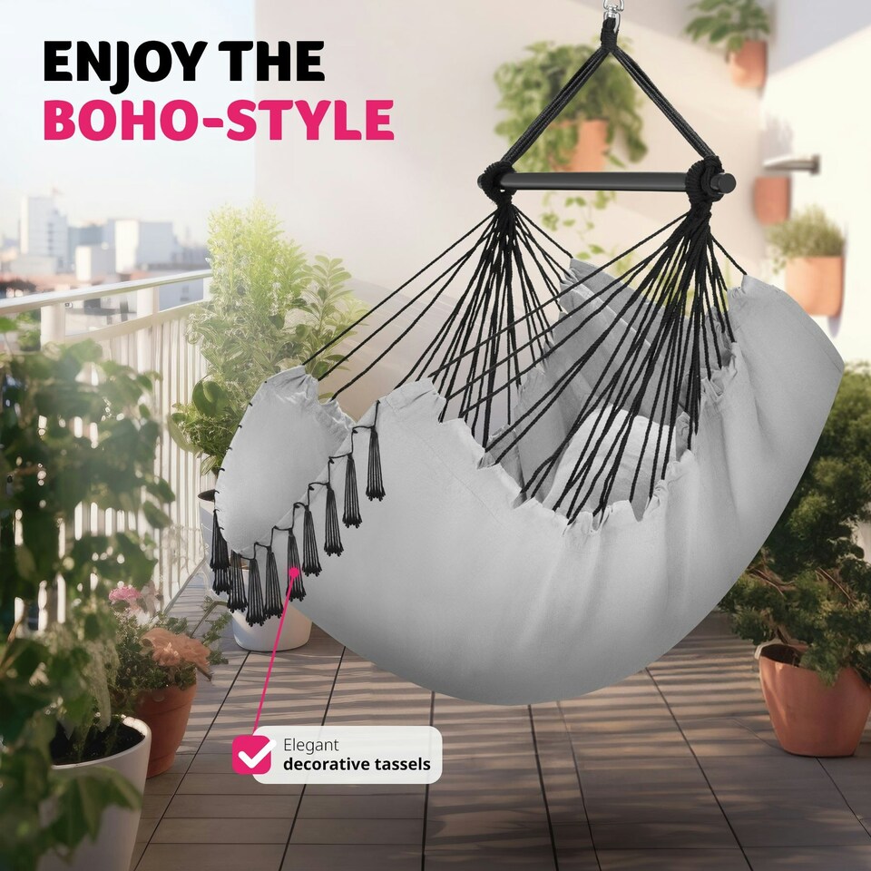image 1 of Hanging Chair Malika, Boho Style, Load Capacity 150kg