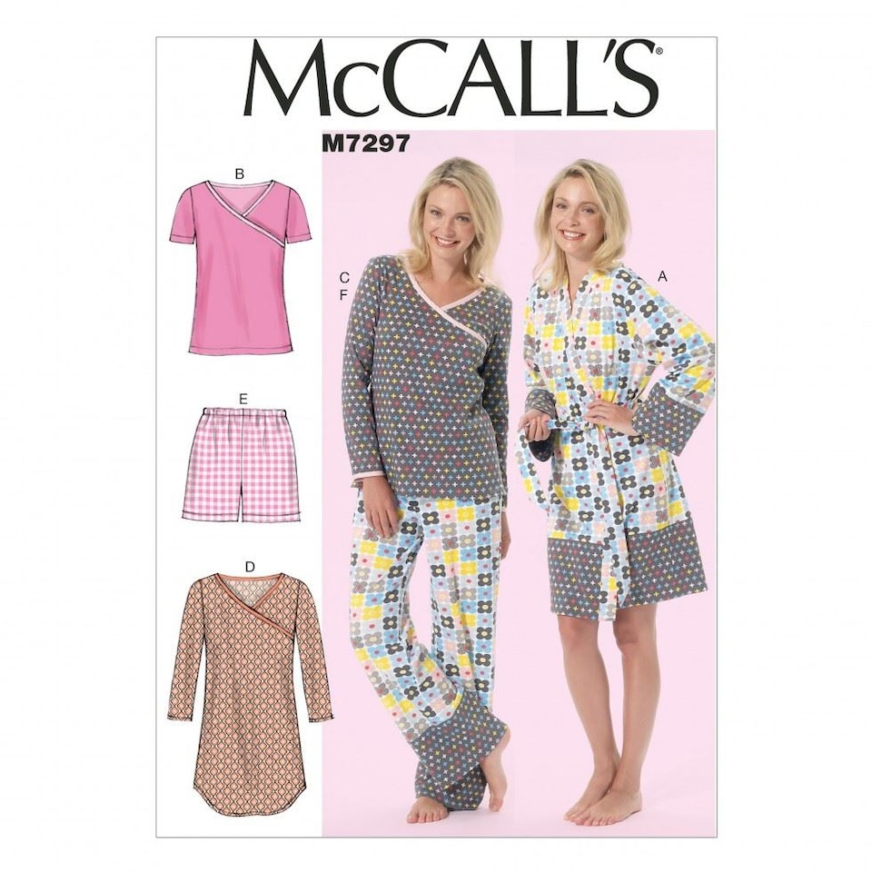 image 1 of McCall's 7297 Paper Sewing Pattern – Women’s Dresses, Robes, Trousers, Pyjamas, Shorts & Tops, Size B5 (8–10–12–14–16), Easy