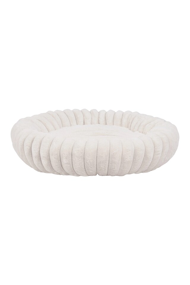 image 1 of Living and Home 6 Colour Soft Donut Pet Bed for Cats & Dogs,Warm & Cosy Retreat | White | White | M