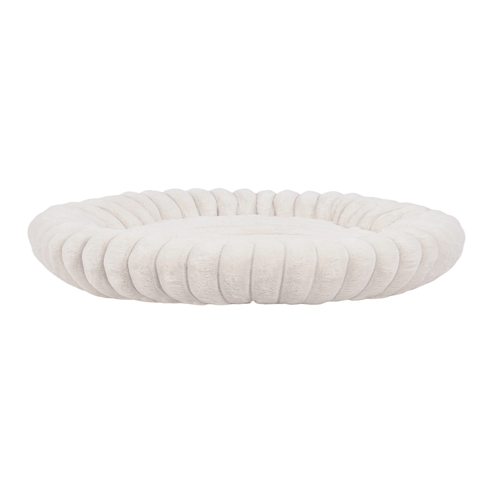 image 1 of Living and Home 6 Colour Soft Donut Pet Bed for Cats & Dogs,Warm & Cosy Retreat | White | White | M