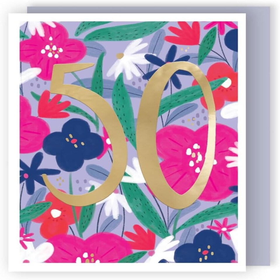 image 1 of Fifty-Tastic Blooms! Contemporary 50th Birthday Card