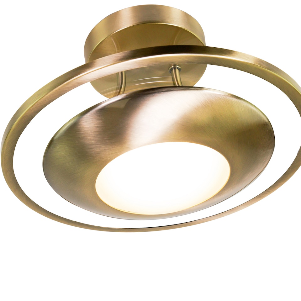 image 1 of Modernistic Semi Flush Energy Saving LED Ceiling Light Fitting in Antique Brass | Gold